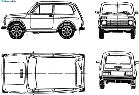 1999 Lada Niva 3-door SUV blueprint