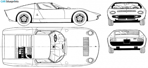 1965 Lamborghini Miura  P400 Coupe blueprint