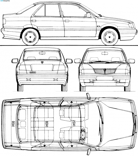 1992 Lancia Dedra Sedan blueprint