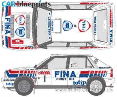 1991 Lancia Dedra HF 16V WRC Hatchback blueprint