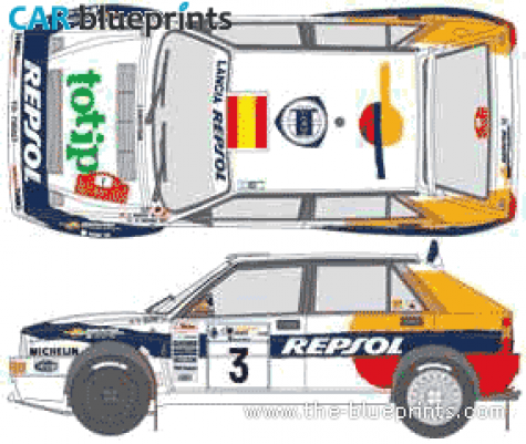 1993 Lancia Dedra Integrale WRC Hatchback blueprint