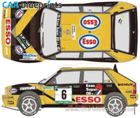 1993 Lancia Dedra Integrale WRC Hatchback blueprint