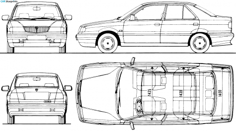 1989 Lancia Dedra Sedan blueprint