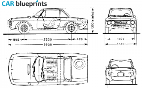 1963 Lancia Fulvia Rallye 16 HF Coupe blueprint