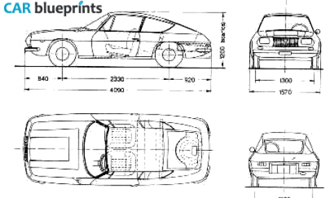 1967 Lancia Fulvia Sport 1.3 Zagato Coupe blueprint