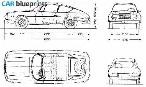 1967 Lancia Fulvia Sport 1.3s Zagato Coupe blueprint