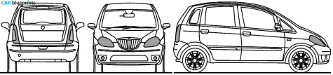 2008 Lancia Musa Minivan blueprint