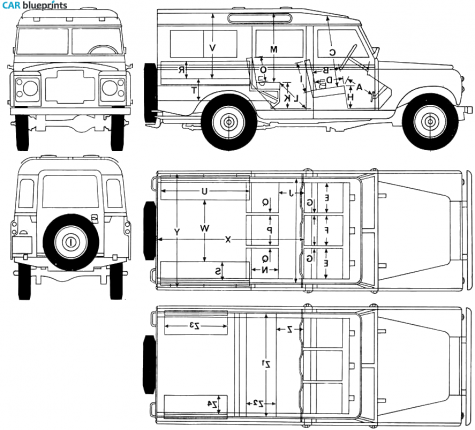 1969 Land Rover 109 S2 Hard Top SUV blueprint