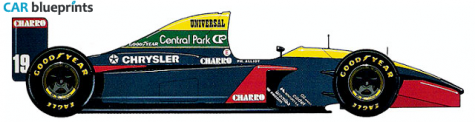 1993 Larrousse LH93 Lamborghini F1 OW blueprint