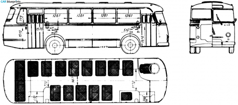 1970 LAZ 695M Bus blueprint