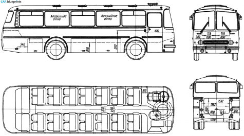 1975 LAZ 697N Bus blueprint