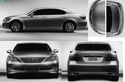 2008 Lexus LS Sedan blueprint