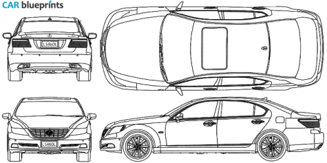 2008 Lexus LS460L Sedan blueprint