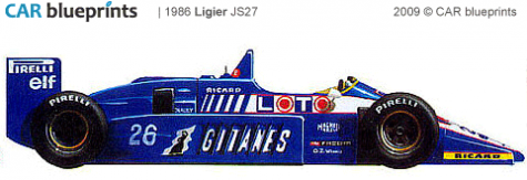 1986 Ligier JS27 F1 OW blueprint