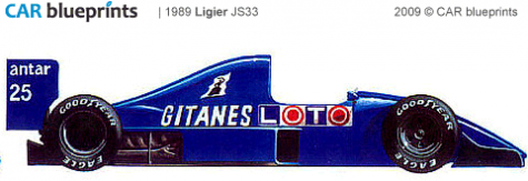 1989 Ligier JS33 F1 OW blueprint
