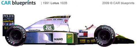 1991 Lotus 102B F1 OW blueprint