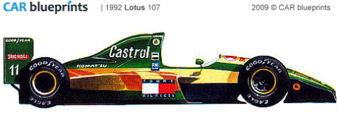 1992 Lotus 107 F1 OW blueprint