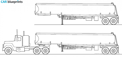 Mack R Tanker Trailer Truck blueprint