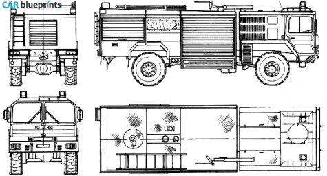 1988 MAN 14.361 FAEG 4x4 Fire Truck blueprint