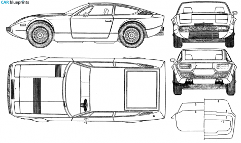 1975 Maserati Khamsim Coupe blueprint