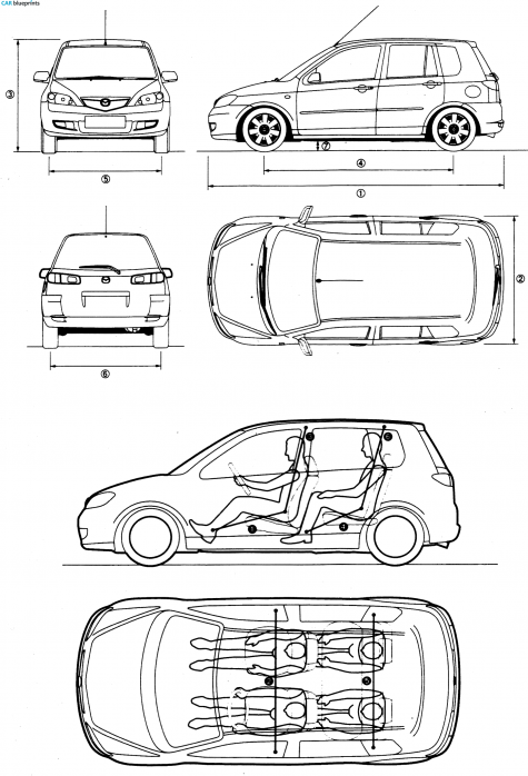 2003 Mazda 2 5-door Hatchback blueprint