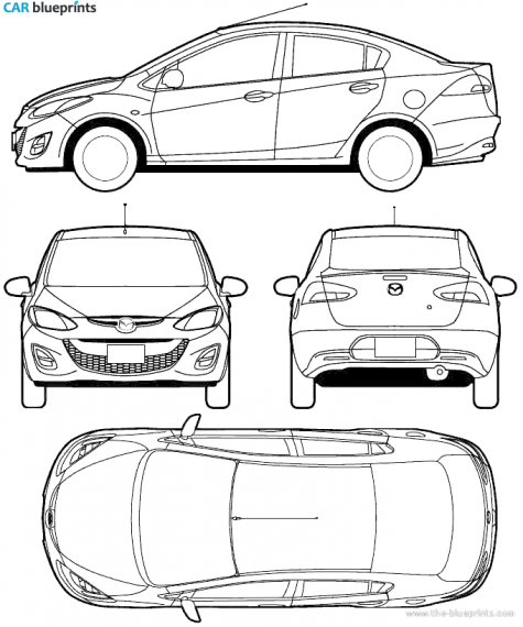2010 Mazda 2 Sedan blueprint