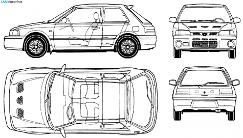 1992 Mazda 323 GTR Hatchback blueprint