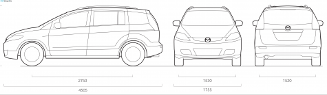 2007 Mazda 5 Minivan blueprint