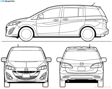2010 Mazda 5 Minivan blueprint