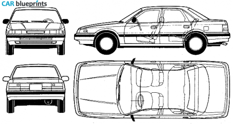 1999 Mazda 626 4 door Sedan blueprint