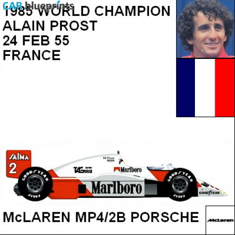 1985 McLaren MP4/2B Porsche F1 OW blueprint