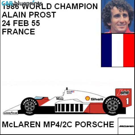 1986 McLaren MP4/2C Porsche F1 OW blueprint