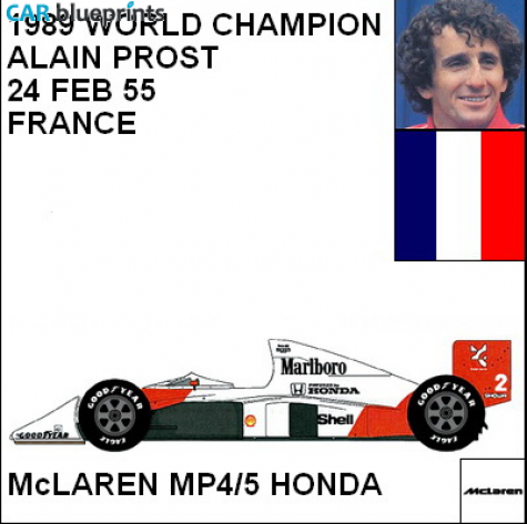 1989 McLaren MP4/5 Honda F1 OW blueprint