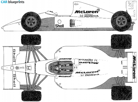 1991 McLaren Honda MP4/6 F1 OW blueprint