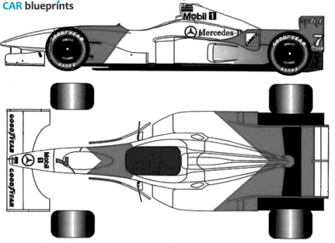 1996 McLaren Mercedes MP4/11B F1 GP OW blueprint