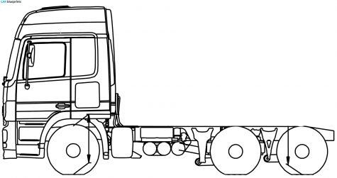 Mercedes-Benz Actros LS 6x2 Truck blueprint