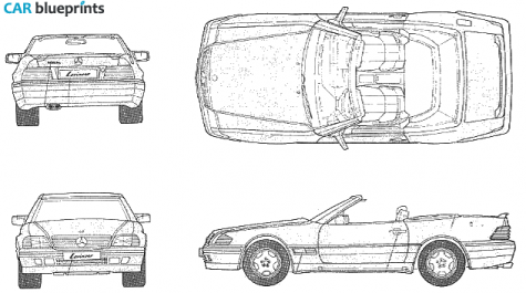 1990 Mercedes-Benz SL-Class R129 500SL Lorinser Roadster blueprint