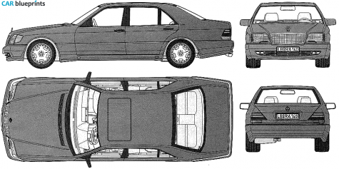 1991 Mercedes-Benz S-Class W140 600 SEL Sedan blueprint