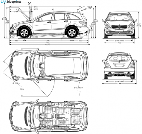 2005 Mercedes-Benz R-Class SUV blueprint