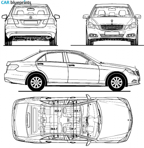 2009 Mercedes-Benz E-Class W212 Sedan blueprint