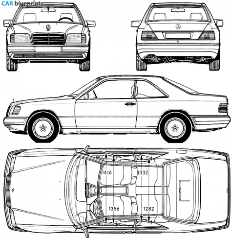 1996 Mercedes-Benz E-Class W124 E420 Sedan blueprint