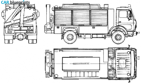 1986 Mercedes-Benz L1222F-36 Fire Truck blueprint