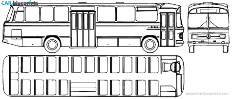 1970 Mercedes-Benz O302 Bus blueprint