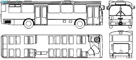 1974 Mercedes-Benz O305 Bus blueprint