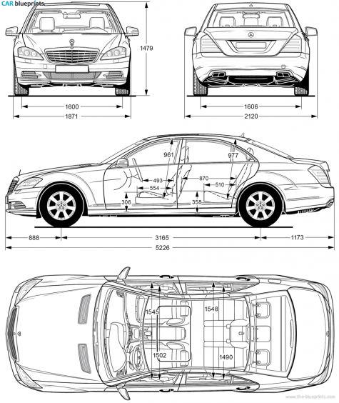 2010 Mercedes-Benz S-Class W221 Sedan blueprint