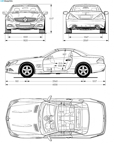 2008 Mercedes-Benz SL-Class R230 SL350 Coupe blueprint