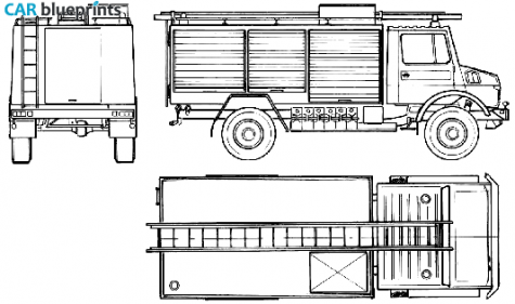 1980 Mercedes-Benz Unimog U1300L Fire Truck blueprint