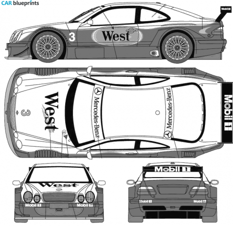 2000 Mercedes-Benz CLK-Class W208 GTR Coupe blueprint