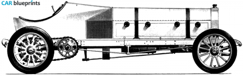 1905 Mercedes-Benz Flying Duchman Land Speed Rekord Car OW blueprint