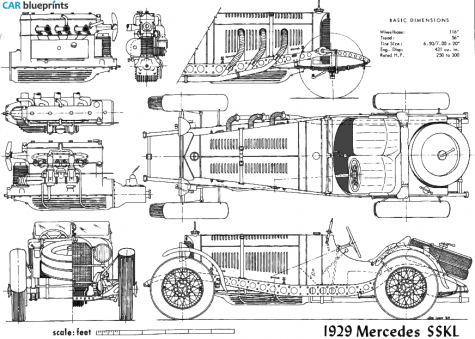 1929 Mercedes-Benz SSKL Cabriolet blueprint